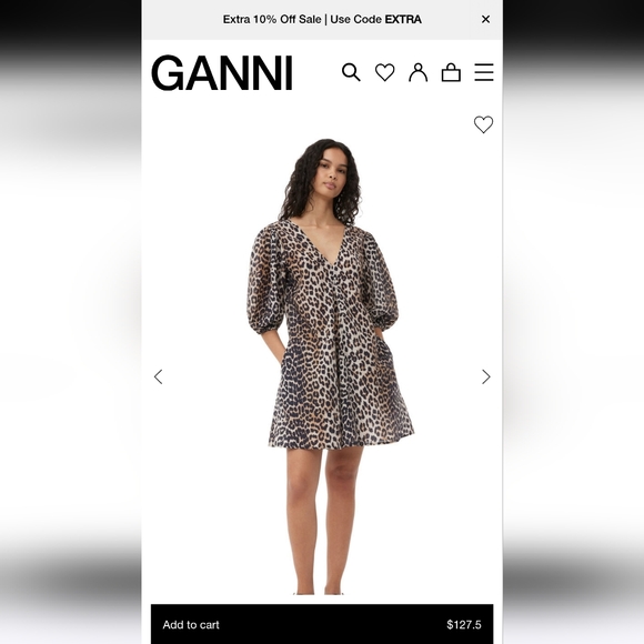 Ganni Animal Print V-Neck Dress - Picture 9 of 9